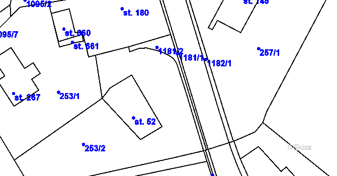 Parcela st. 974/22 v KÚ Batňovice, Katastrální mapa