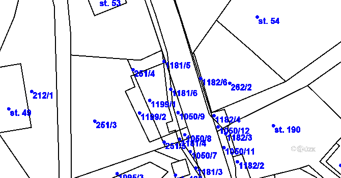 Parcela st. 1181/6 v KÚ Batňovice, Katastrální mapa
