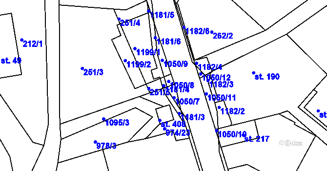 Parcela st. 1181/4 v KÚ Batňovice, Katastrální mapa