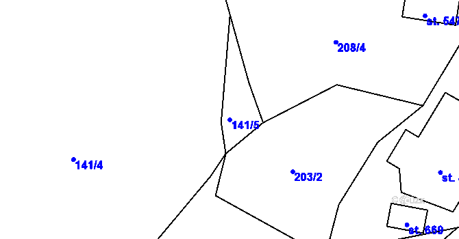 Parcela st. 141/5 v KÚ Batňovice, Katastrální mapa