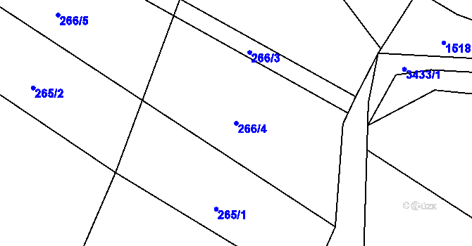 Parcela st. 266/4 v KÚ Batňovice, Katastrální mapa