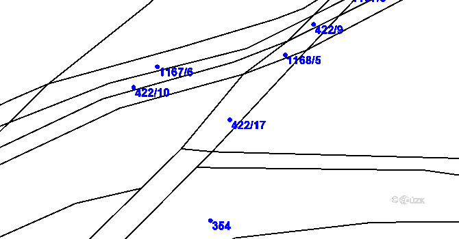 Parcela st. 422/17 v KÚ Batňovice, Katastrální mapa