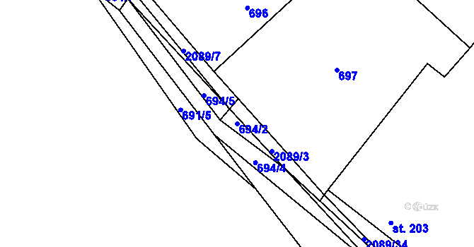 Parcela st. 694/2 v KÚ Bavorov, Katastrální mapa