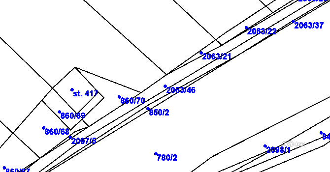 Parcela st. 2063/46 v KÚ Bavorov, Katastrální mapa