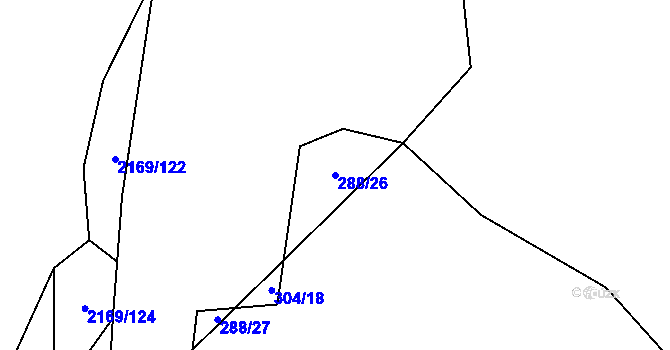 Parcela st. 288/26 v KÚ Bavorov, Katastrální mapa