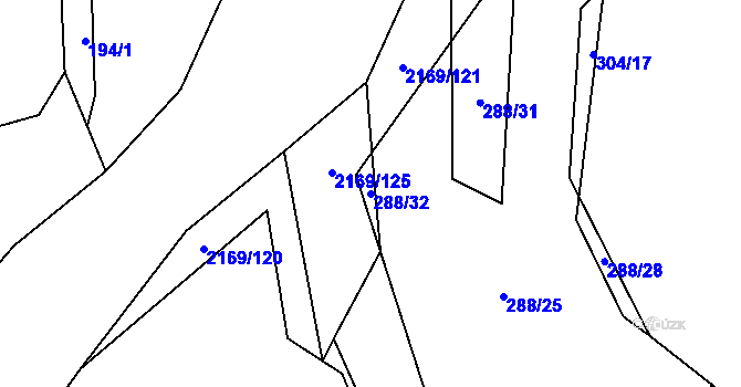 Parcela st. 288/32 v KÚ Bavorov, Katastrální mapa