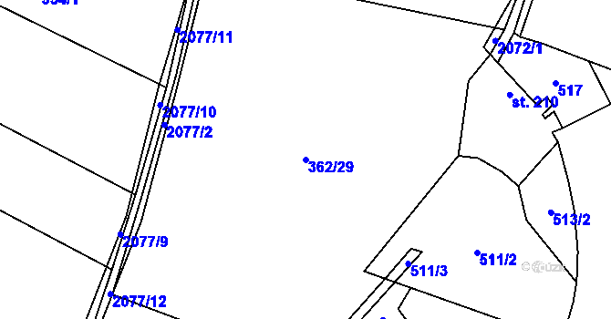 Parcela st. 362/29 v KÚ Bavorov, Katastrální mapa