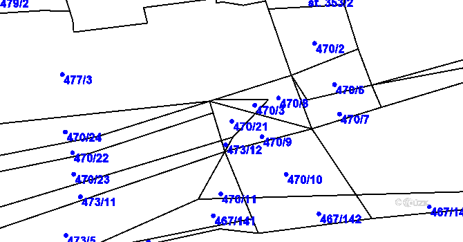Parcela st. 470/21 v KÚ Bavorov, Katastrální mapa