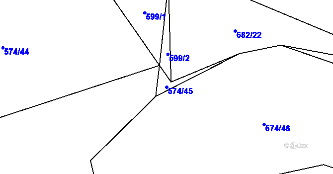 Parcela st. 574/45 v KÚ Bavorov, Katastrální mapa