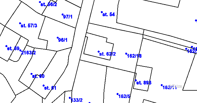 Parcela st. 62/2 v KÚ Bavorov, Katastrální mapa