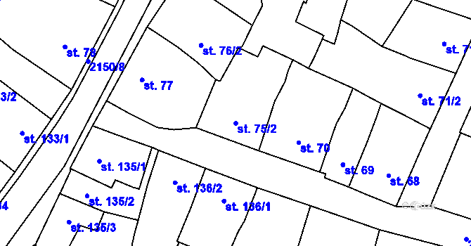 Parcela st. 75/2 v KÚ Bavorov, Katastrální mapa