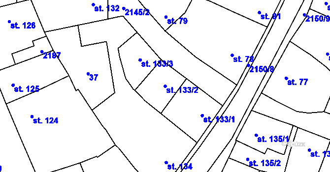 Parcela st. 133/2 v KÚ Bavorov, Katastrální mapa