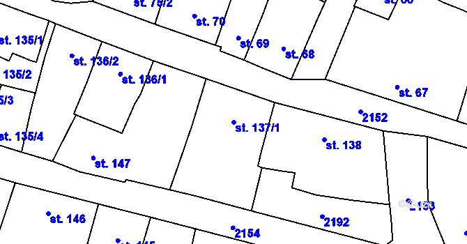 Parcela st. 137/1 v KÚ Bavorov, Katastrální mapa