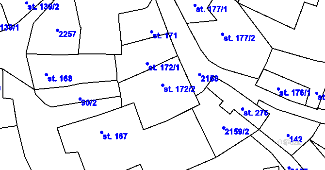 Parcela st. 172/2 v KÚ Bavorov, Katastrální mapa