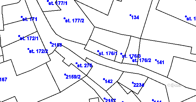 Parcela st. 176/1 v KÚ Bavorov, Katastrální mapa
