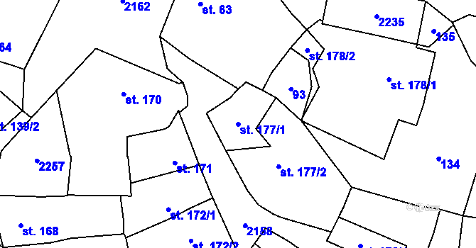 Parcela st. 177/1 v KÚ Bavorov, Katastrální mapa