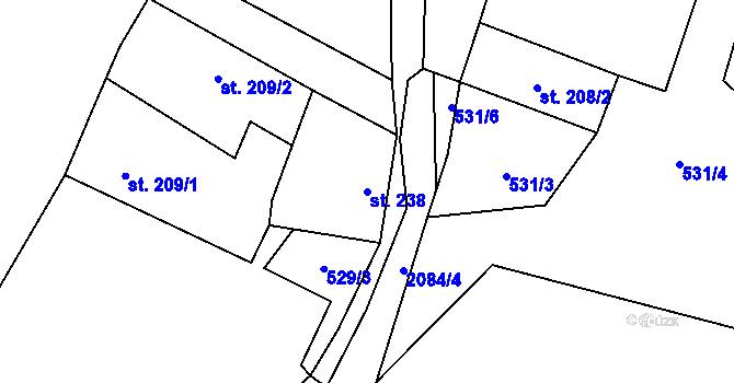 Parcela st. 238 v KÚ Bavorov, Katastrální mapa