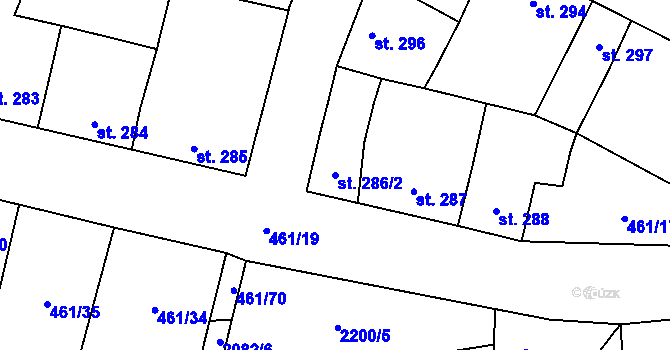 Parcela st. 286/2 v KÚ Bavorov, Katastrální mapa