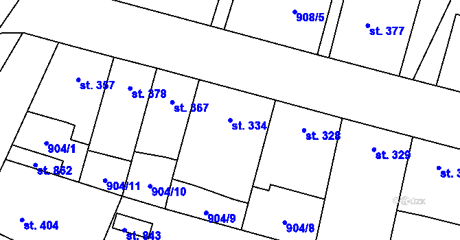 Parcela st. 334 v KÚ Bavorov, Katastrální mapa