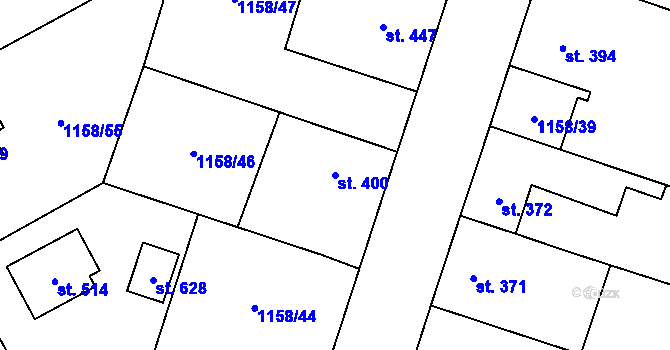 Parcela st. 400 v KÚ Bavorov, Katastrální mapa