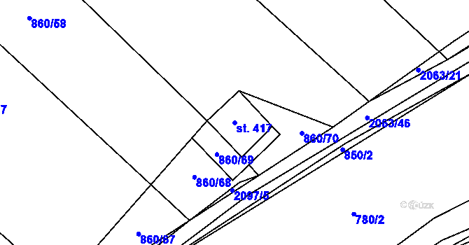 Parcela st. 417 v KÚ Bavorov, Katastrální mapa