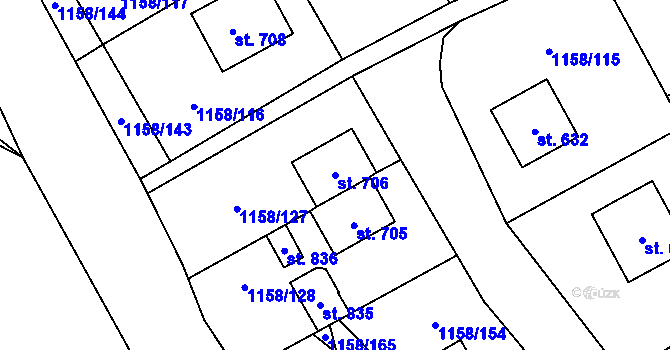 Parcela st. 706 v KÚ Bavorov, Katastrální mapa