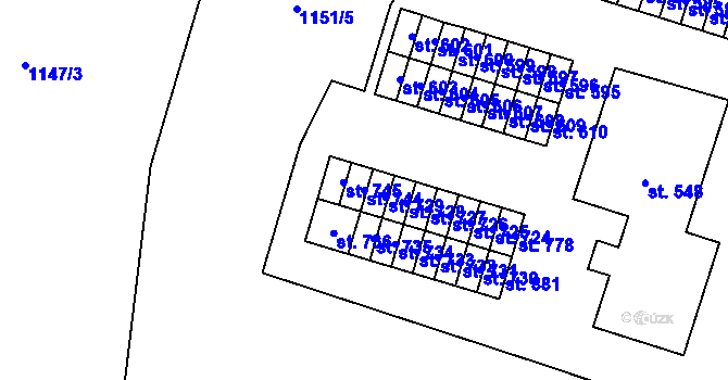 Parcela st. 744 v KÚ Bavorov, Katastrální mapa