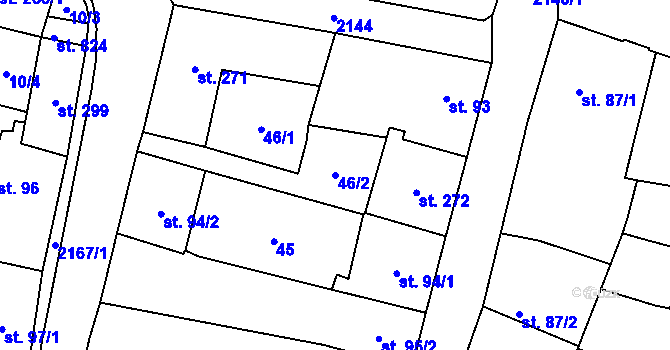 Parcela st. 46/2 v KÚ Bavorov, Katastrální mapa