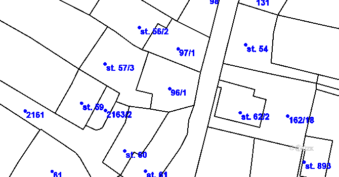Parcela st. 96/1 v KÚ Bavorov, Katastrální mapa