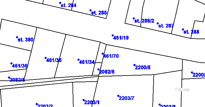 Parcela st. 461/70 v KÚ Bavorov, Katastrální mapa