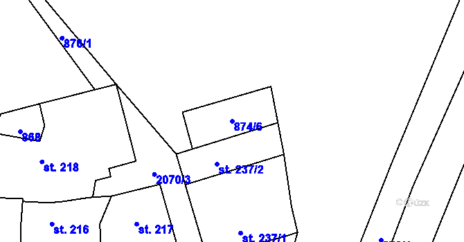 Parcela st. 874/6 v KÚ Bavorov, Katastrální mapa