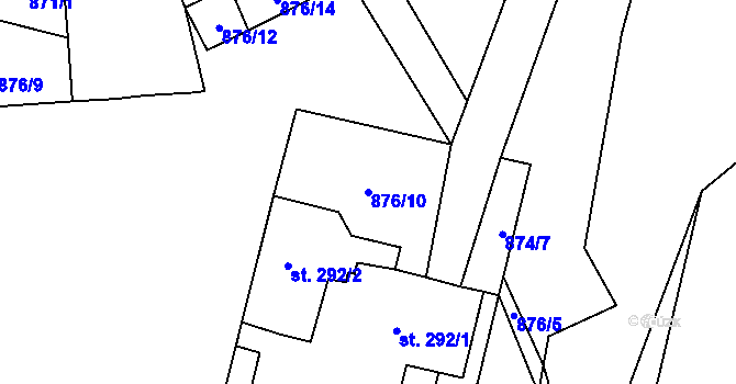 Parcela st. 876/10 v KÚ Bavorov, Katastrální mapa