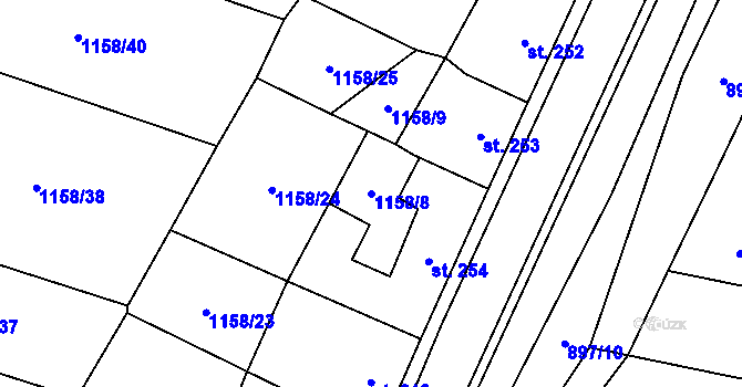 Parcela st. 1158/8 v KÚ Bavorov, Katastrální mapa