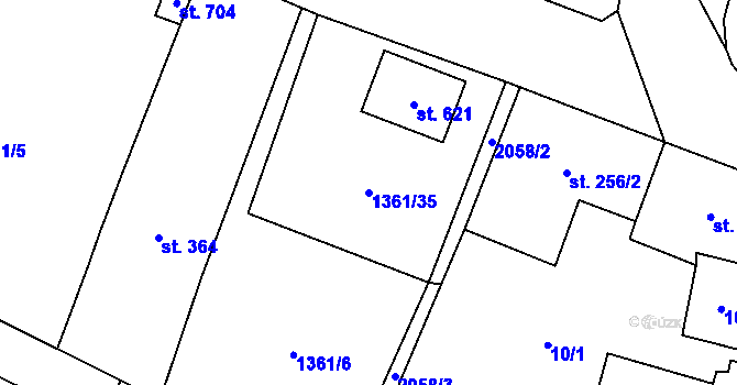 Parcela st. 1361/35 v KÚ Bavorov, Katastrální mapa