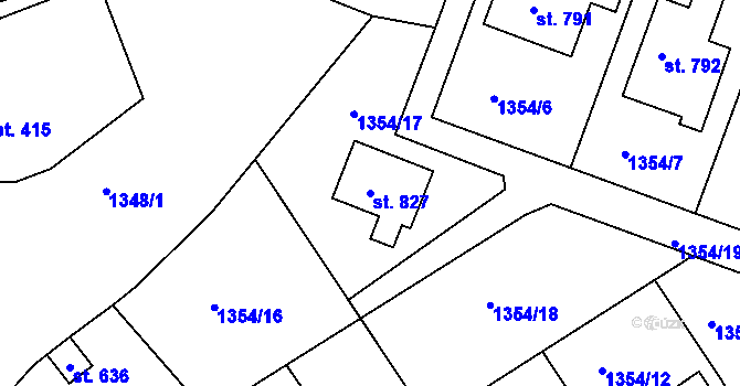Parcela st. 827 v KÚ Bavorov, Katastrální mapa