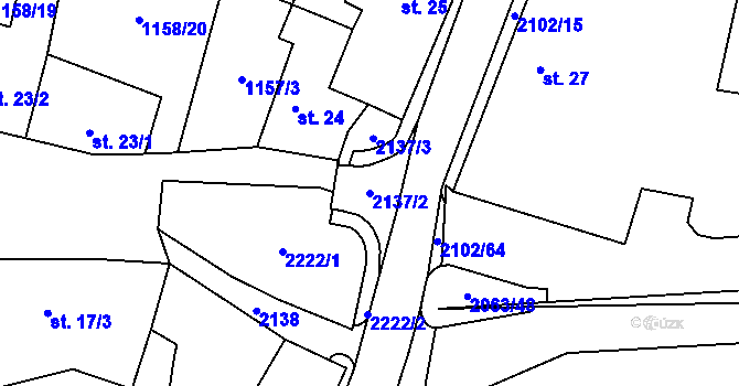 Parcela st. 2137/2 v KÚ Bavorov, Katastrální mapa