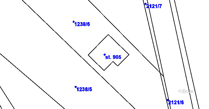 Parcela st. 905 v KÚ Bavorov, Katastrální mapa