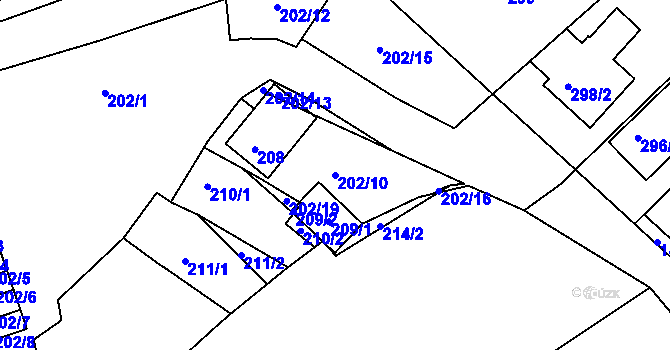 Parcela st. 202/10 v KÚ Bavory, Katastrální mapa