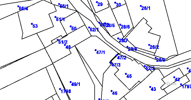 Parcela st. 47/1 v KÚ Bavory, Katastrální mapa
