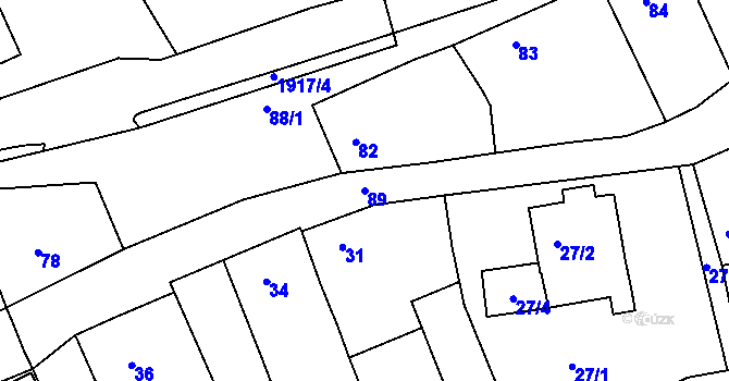 Parcela st. 89 v KÚ Bavory, Katastrální mapa