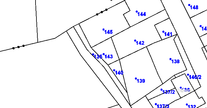 Parcela st. 143 v KÚ Bavory, Katastrální mapa