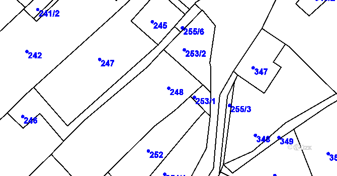 Parcela st. 248 v KÚ Bavory, Katastrální mapa