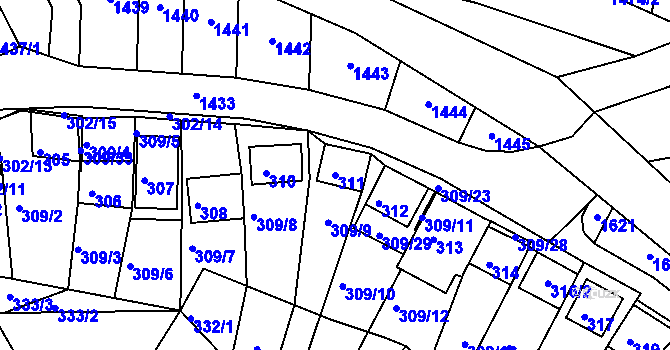 Parcela st. 311 v KÚ Bavory, Katastrální mapa