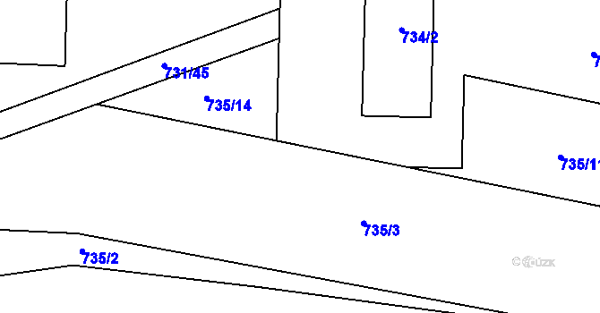 Parcela st. 735/6 v KÚ Bavory, Katastrální mapa