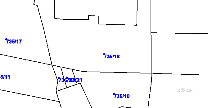 Parcela st. 735/18 v KÚ Bavory, Katastrální mapa