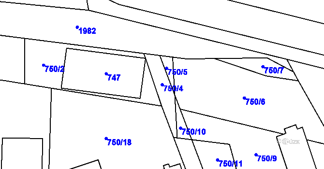 Parcela st. 750/4 v KÚ Bavory, Katastrální mapa