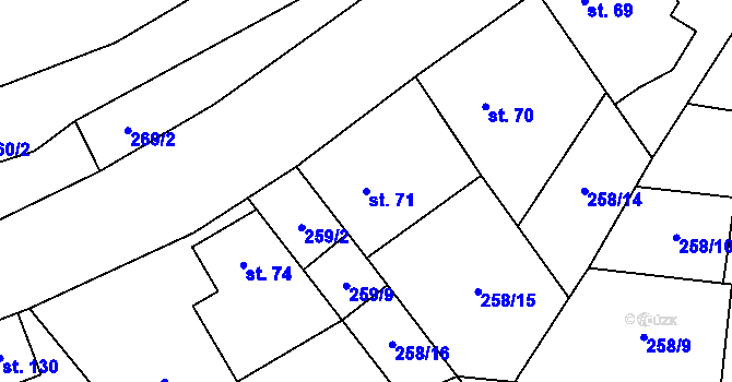 Parcela st. 71 v KÚ Bavoryně, Katastrální mapa