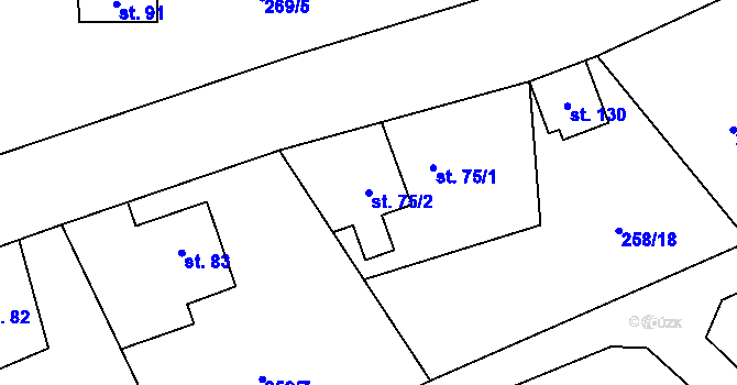 Parcela st. 75/2 v KÚ Bavoryně, Katastrální mapa
