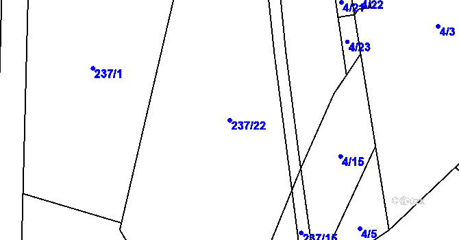 Parcela st. 237/22 v KÚ Bavoryně, Katastrální mapa