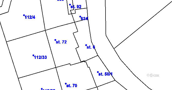 Parcela st. 6 v KÚ Bdín, Katastrální mapa